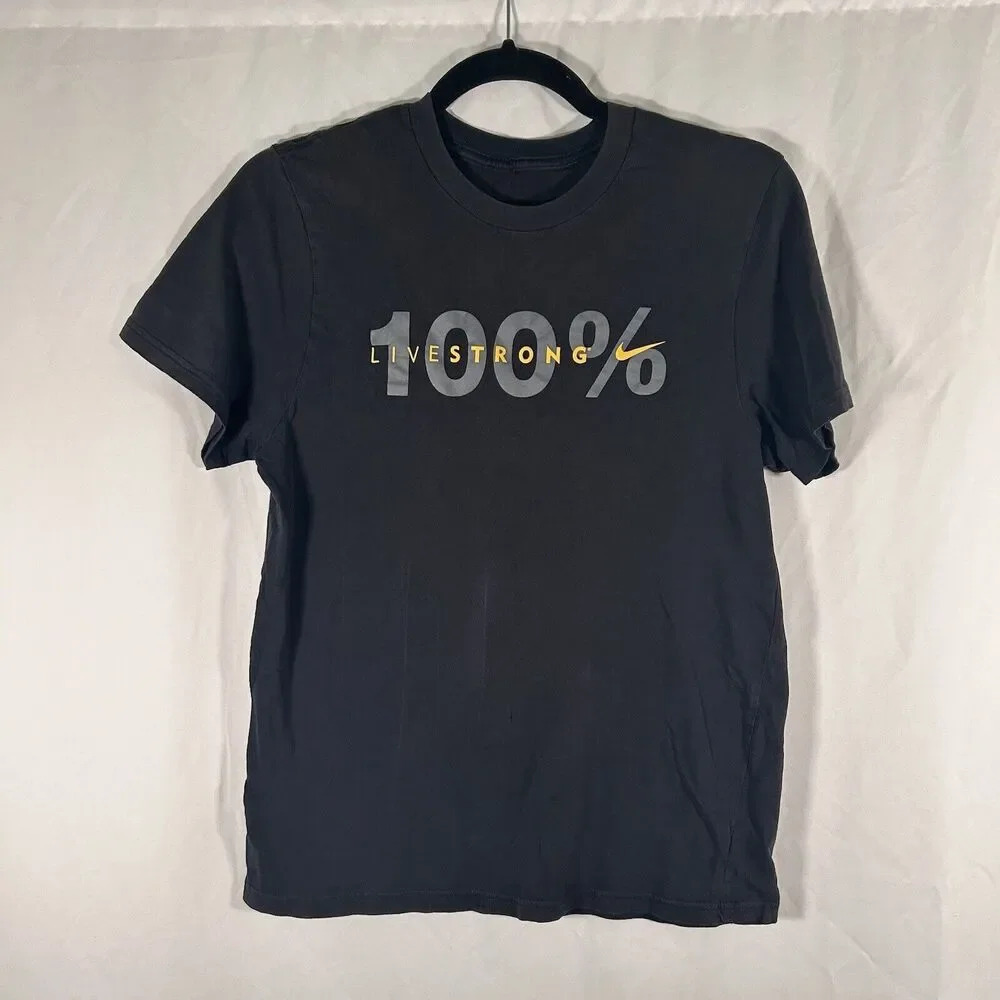 Vintage Livestrong Shirt Women's Medium Black Short Sleeve Crew Neck Cotton
